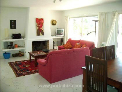Living area with fireplace