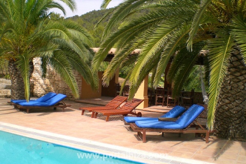 Pool terrace and pool house at the swimming pool
